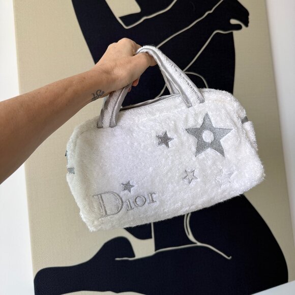 Dior Handbags - Rare White Y2K CHRISTIAN DIOR Terry Cloth Trotter Boston Bag